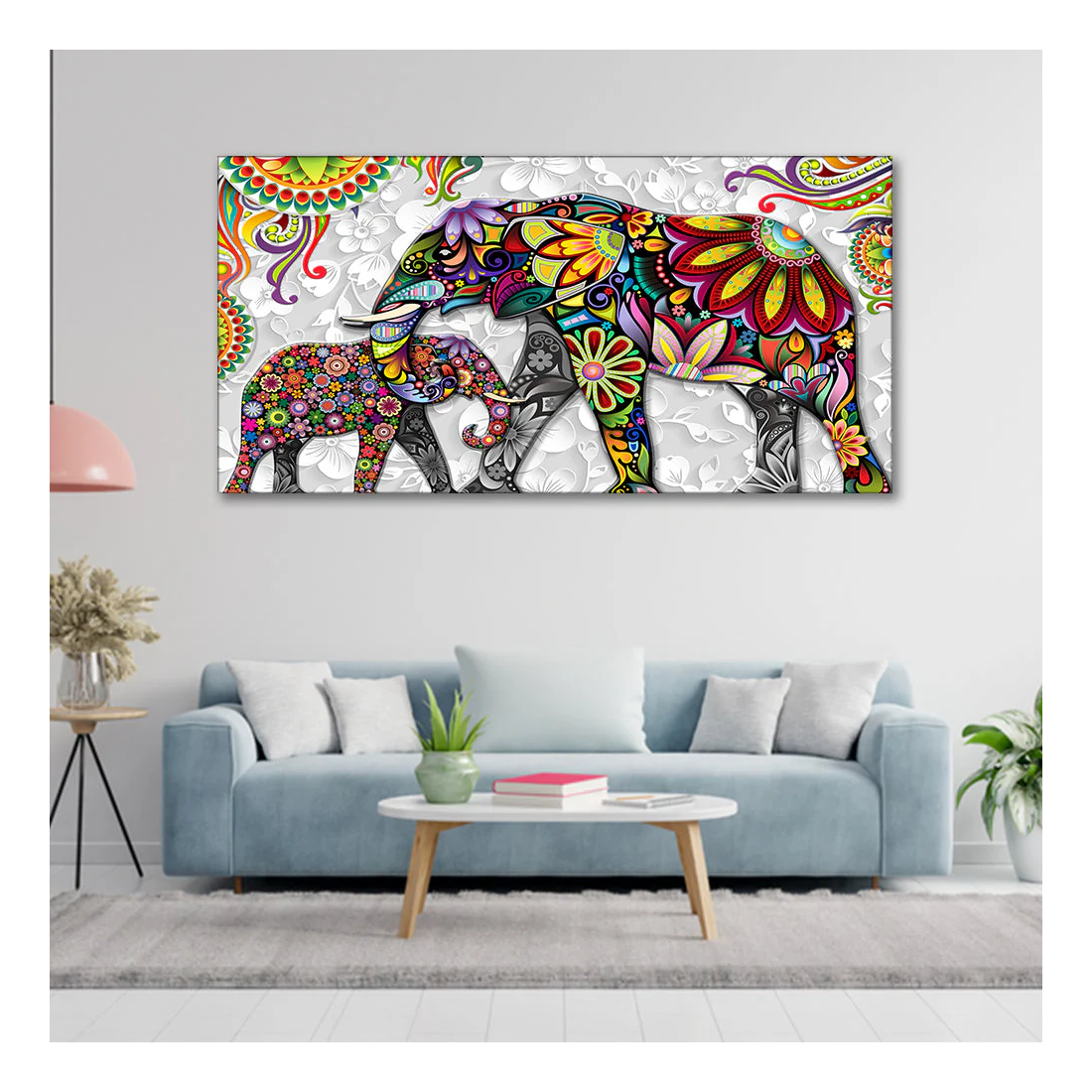 Acex-Exports-Madhubani-Art-Elephant-Premium-Canvas-Wall-Painting3