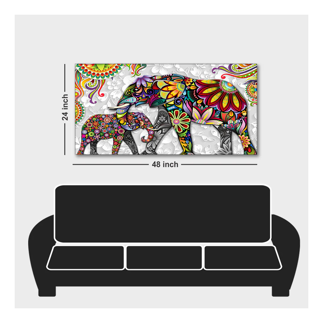 Acex-Exports-Madhubani-Art-Elephant-Premium-Canvas-Wall-Painting3