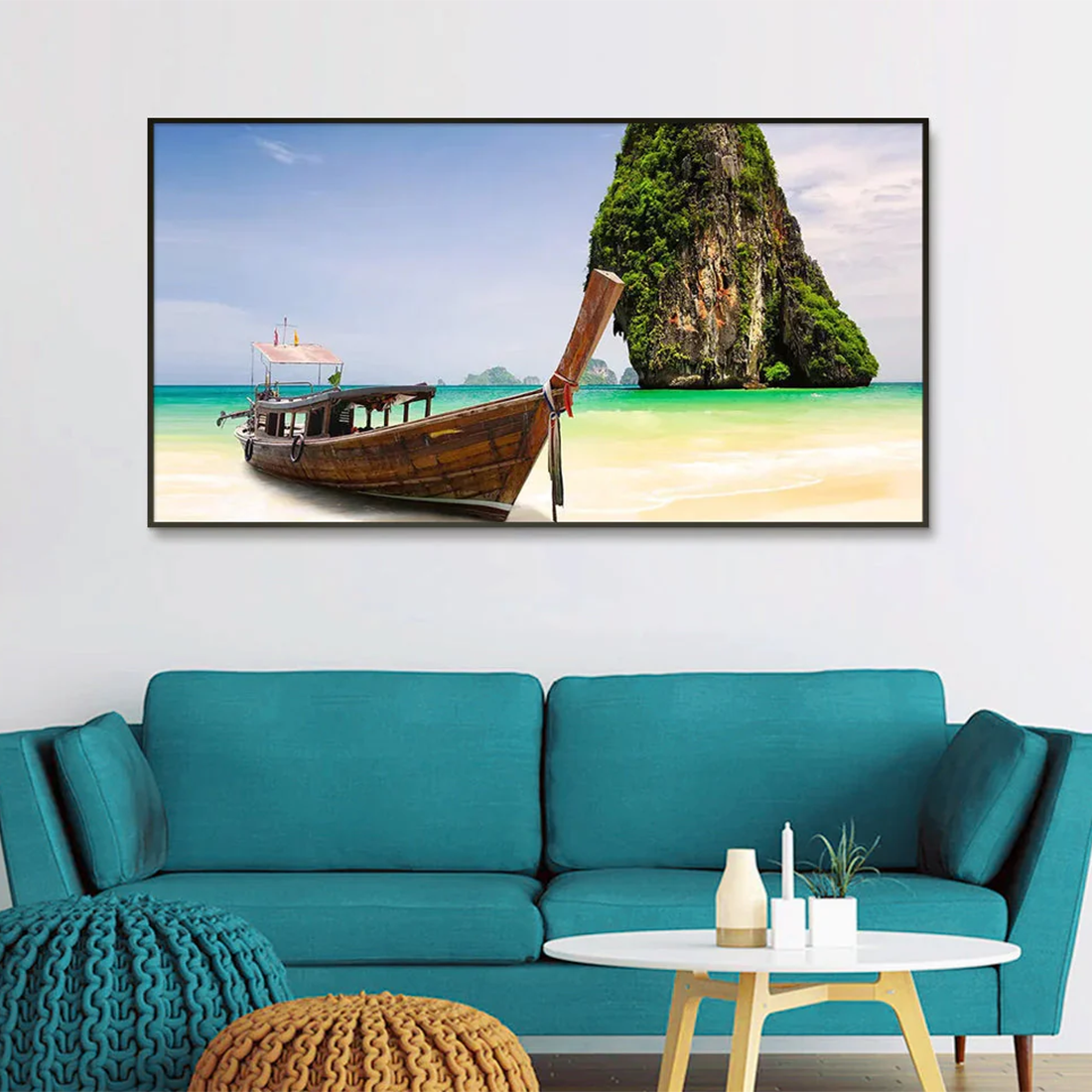 Acex-exports-House-Boat-and-Lake-Scenery-Canvas-Painting3