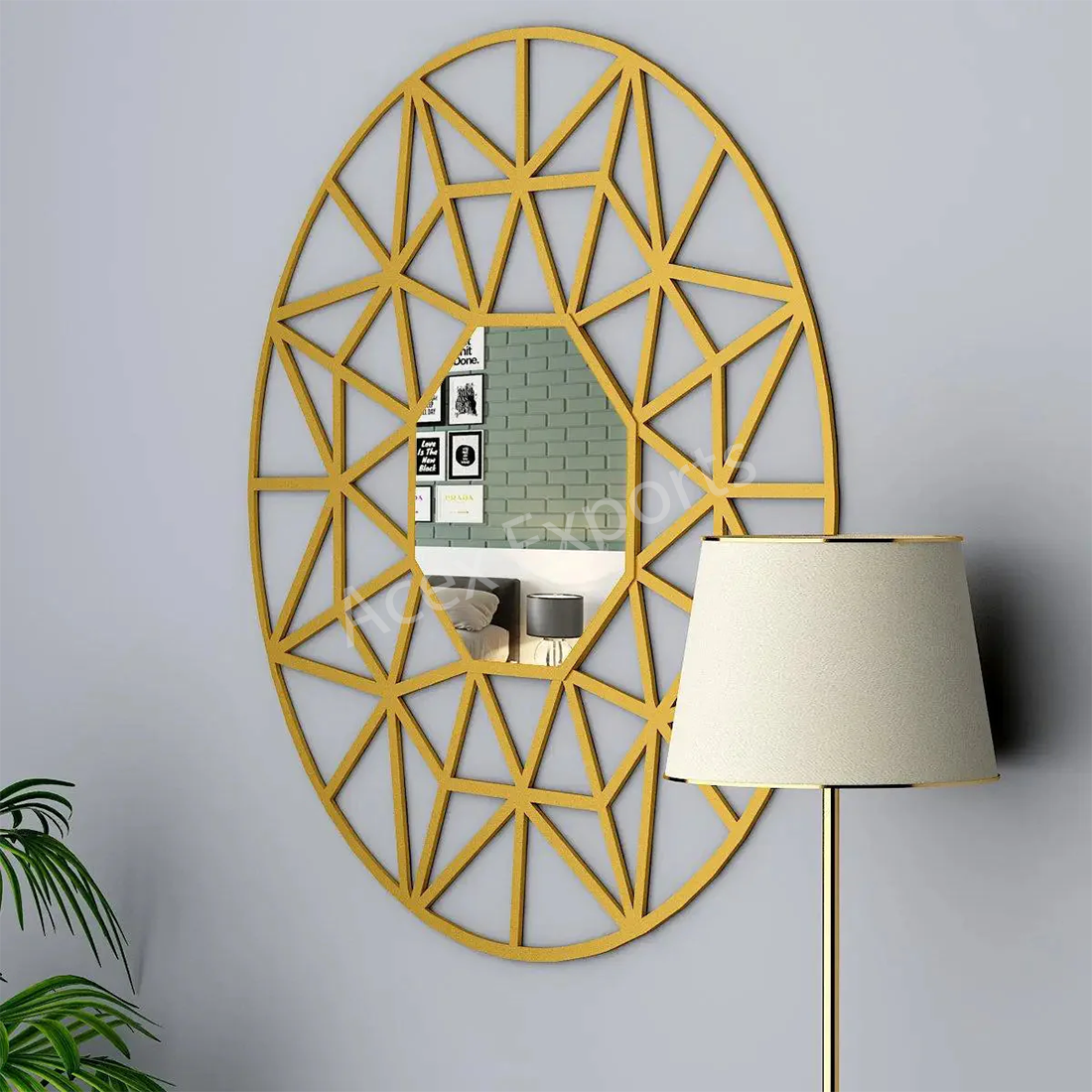 Beautiful Decorative Vanity Mirror with Golden Colour Finish Frame - Image 4