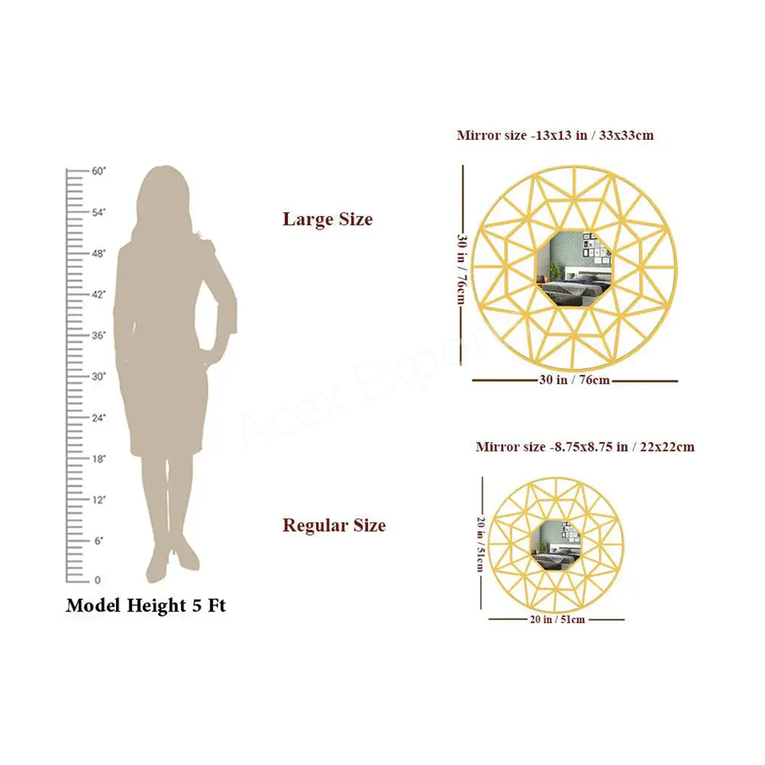 Beautiful Decorative Vanity Mirror with Golden Colour Finish Frame - Image 3