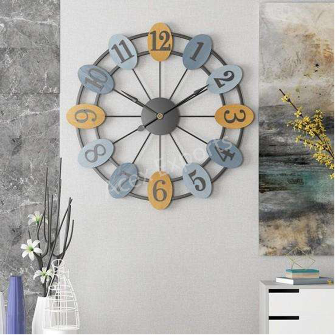 acex-exports-Big-Encarved-Numbering-Metal-Wall-Clock