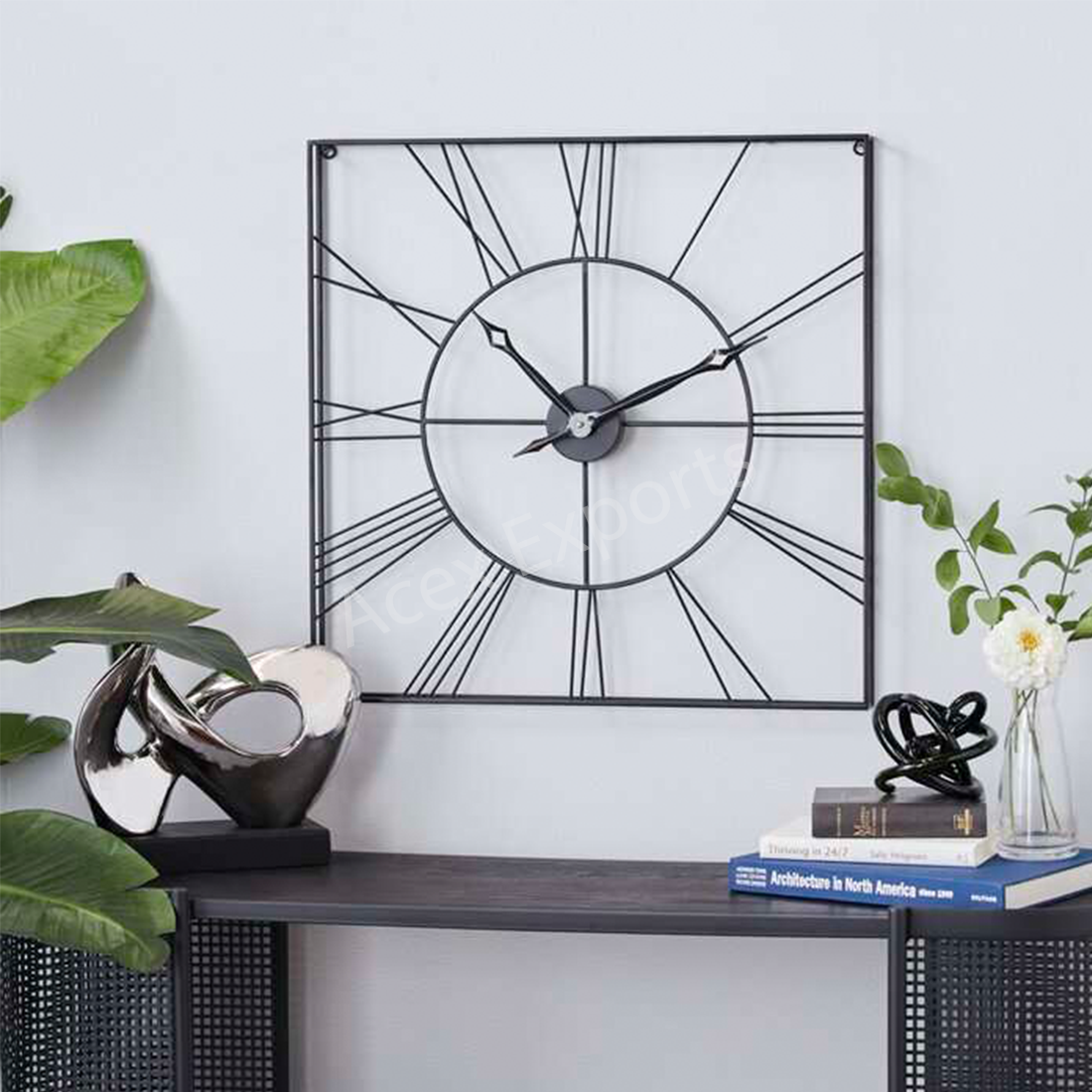 acex-exports-Black-Square-Wall-clock