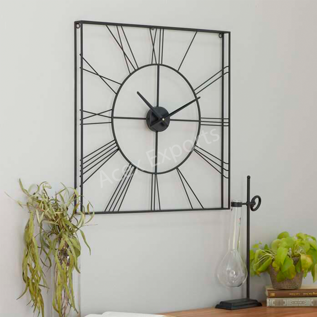 acex-exports-Black-Square-Wall-clock