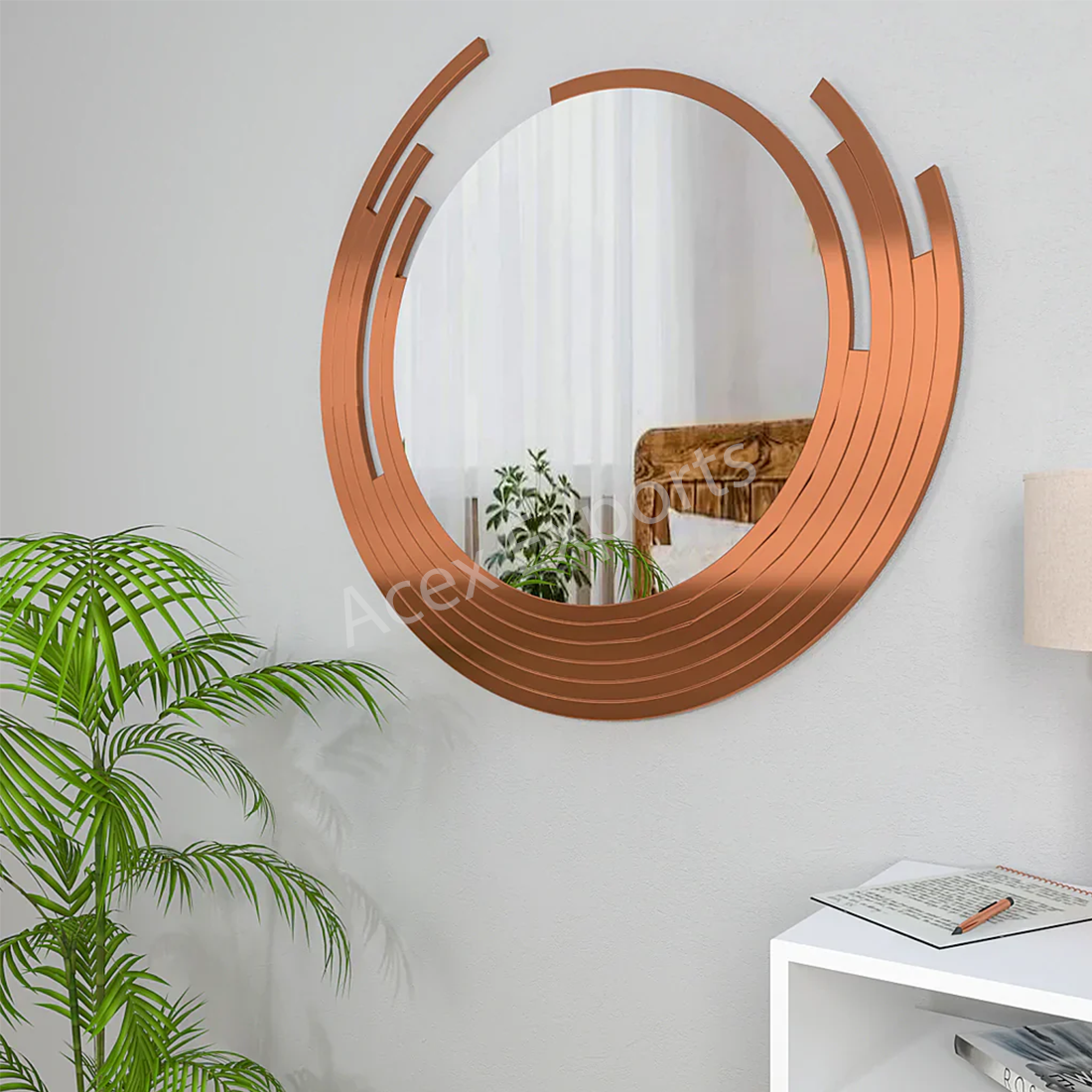 Designer Copper Finish Wall Mirror - Image 3