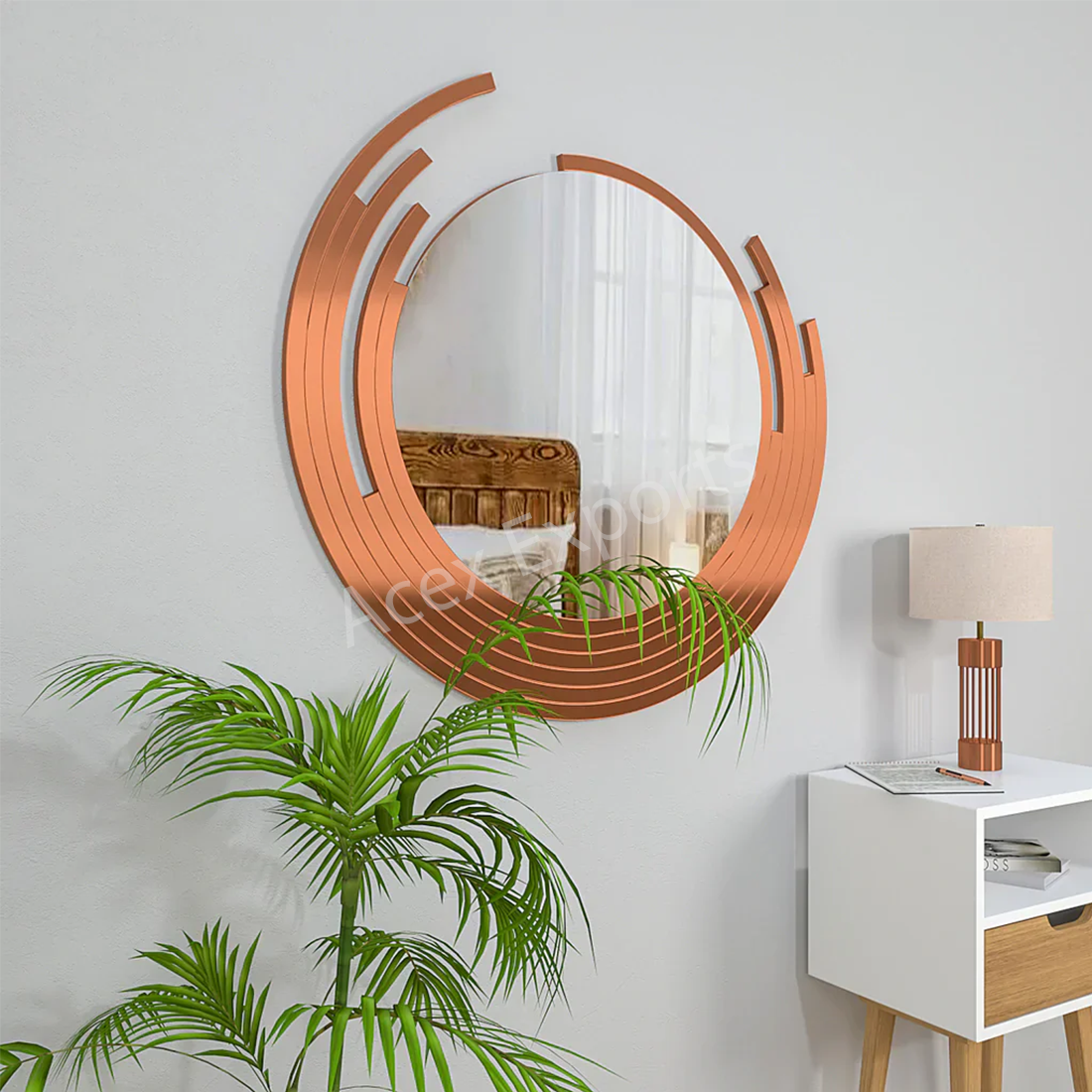 Designer Copper Finish Wall Mirror - Image 2