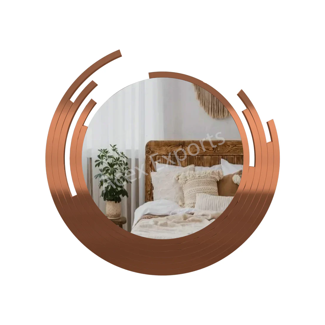Designer Copper Finish Wall Mirror - Image 4