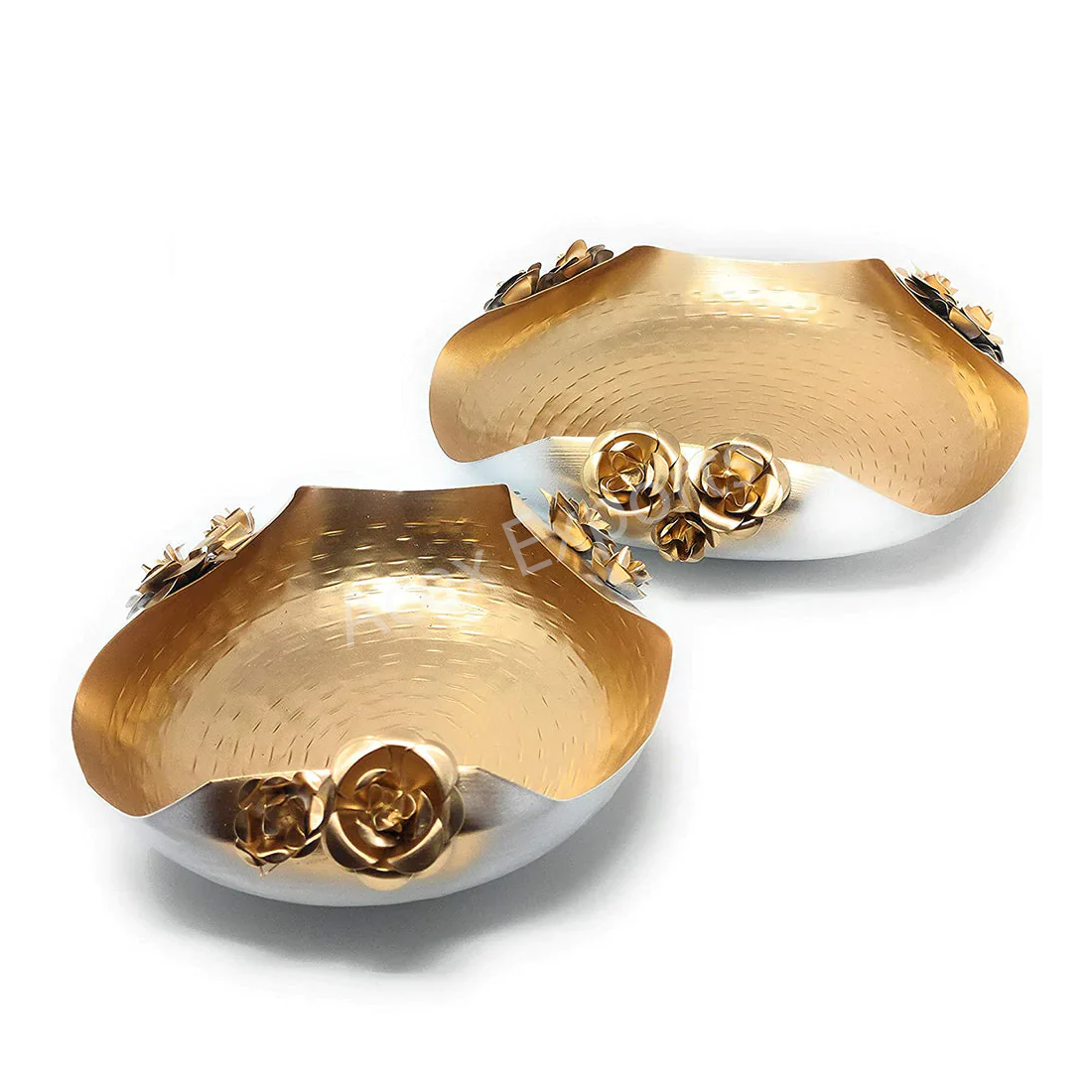 Designer White & Gold Fancy Urli Bowl Set Of 2 - Image 3