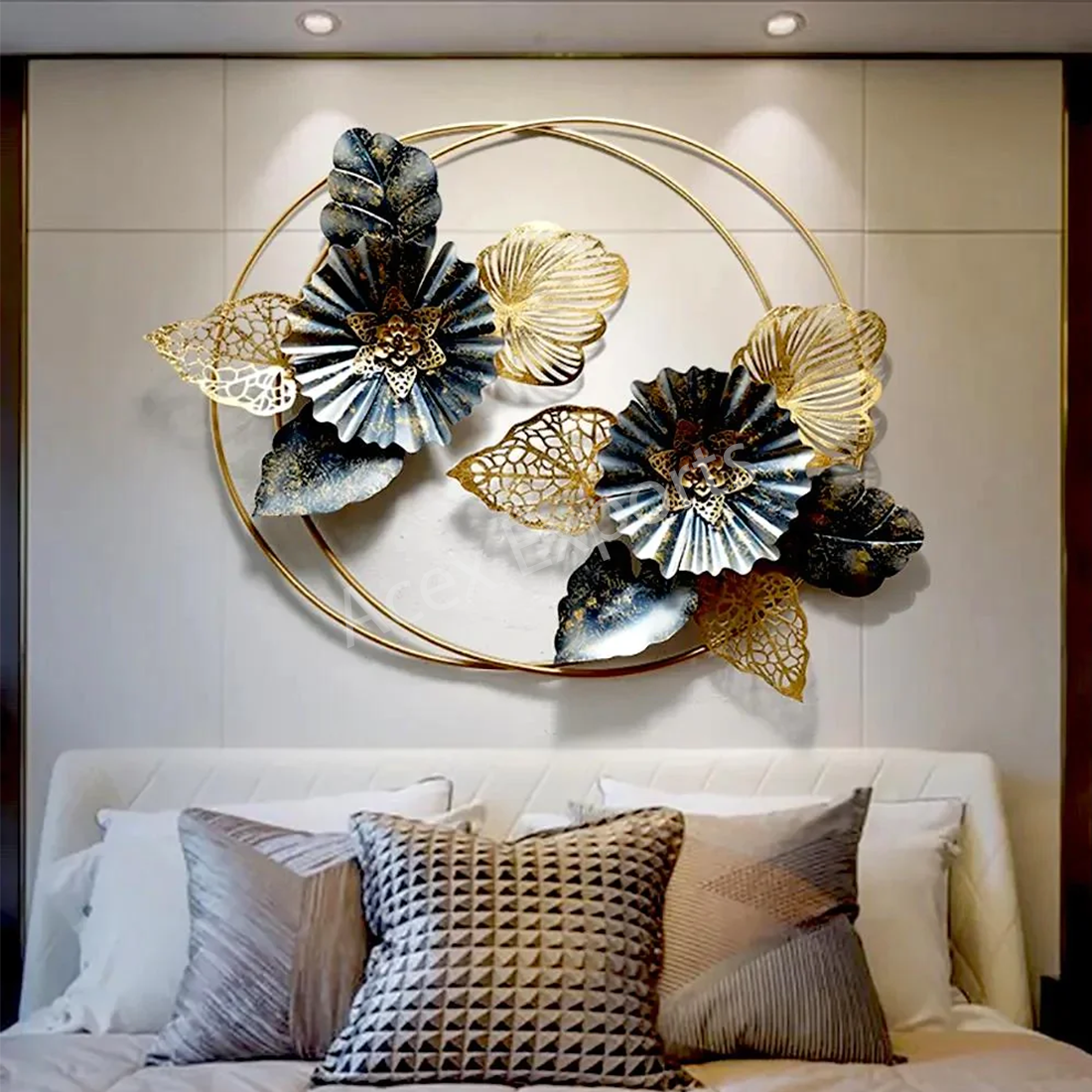 acex-exports-Double-Ring-Intricate-Floral-Metal-Wall-Art