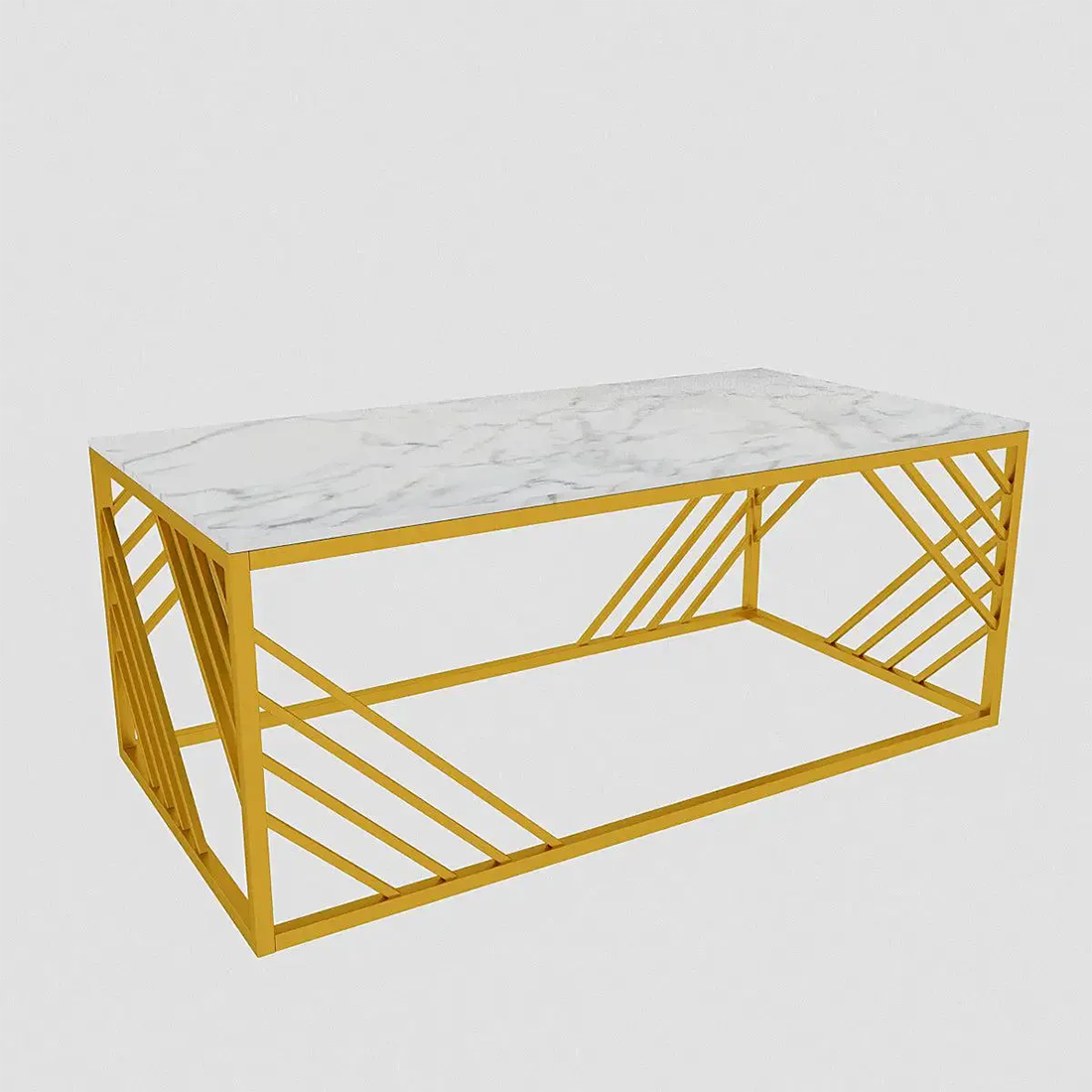 Geometrical Design Golden Metal Centre Table - Image 3