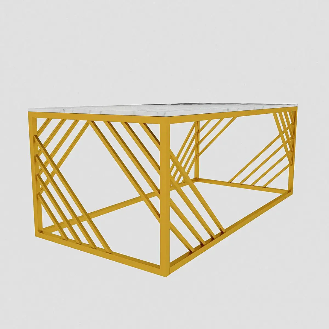 Geometrical Design Golden Metal Centre Table - Image 4