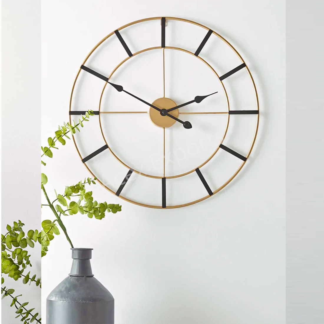 Gold & Black Designer Metal Wall Clock