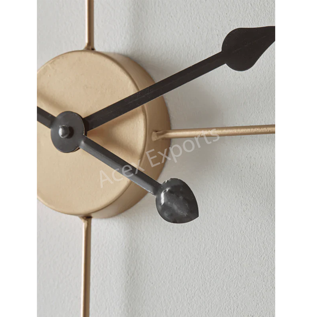 Gold & Black Designer Metal Wall Clock - Image 4
