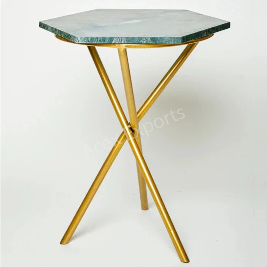 Gold & Green Tripod Table