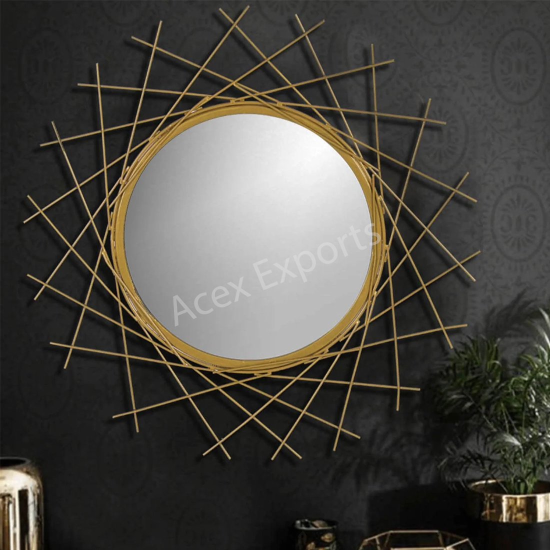 Gold Mild Steel Aurora Decorative Mirror