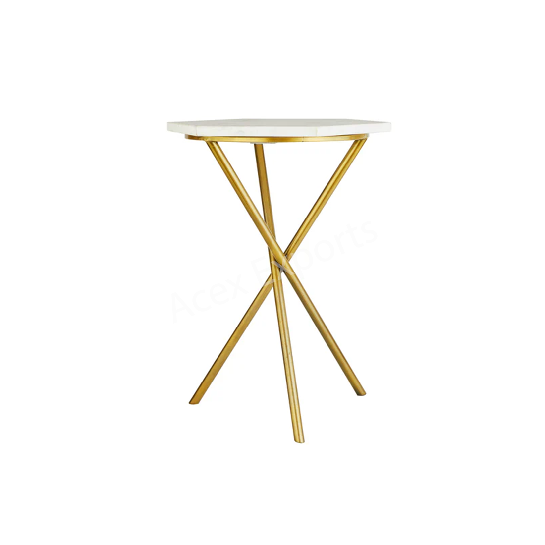 Gold & White Tripod Table - Image 2