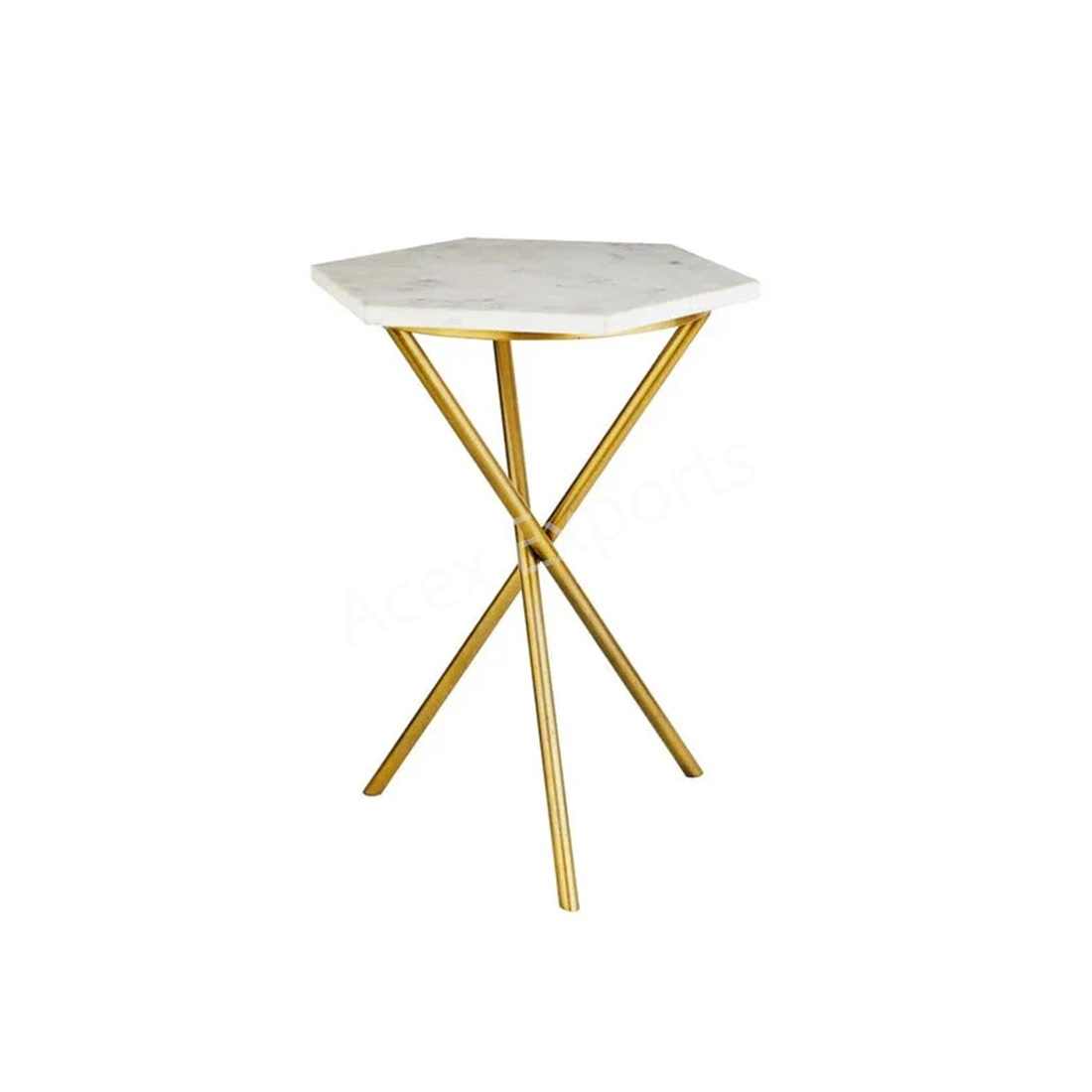 Gold & White Tripod Table
