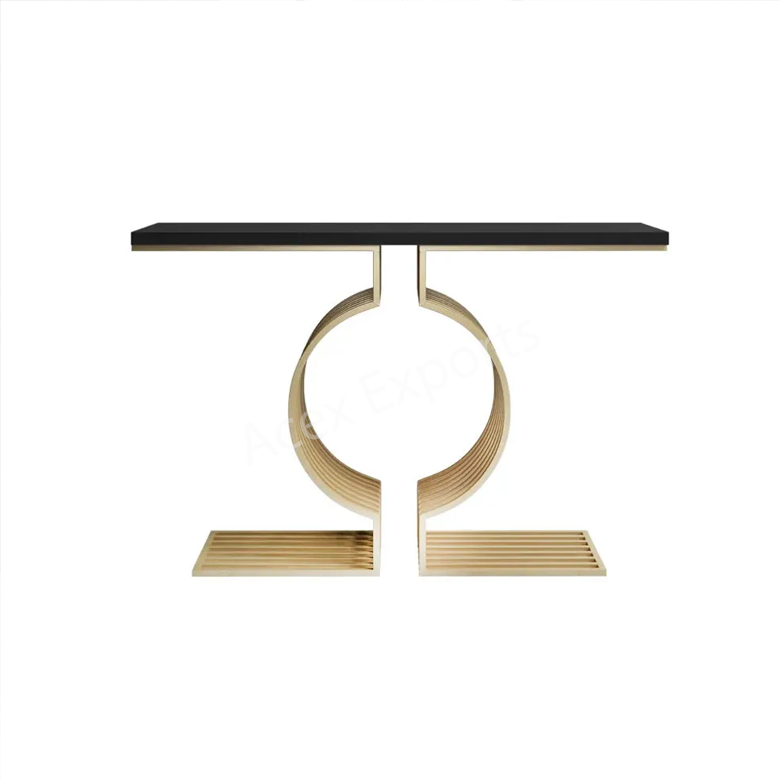 Golden Exquisite Circular Design Metal Console Table - Image 3