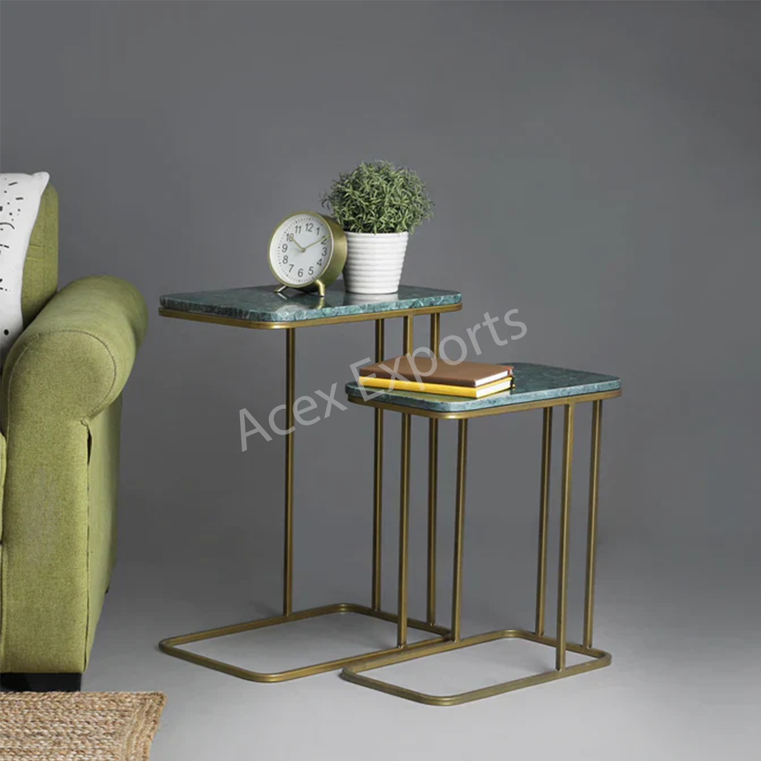 Green Nesting Table Set of 2