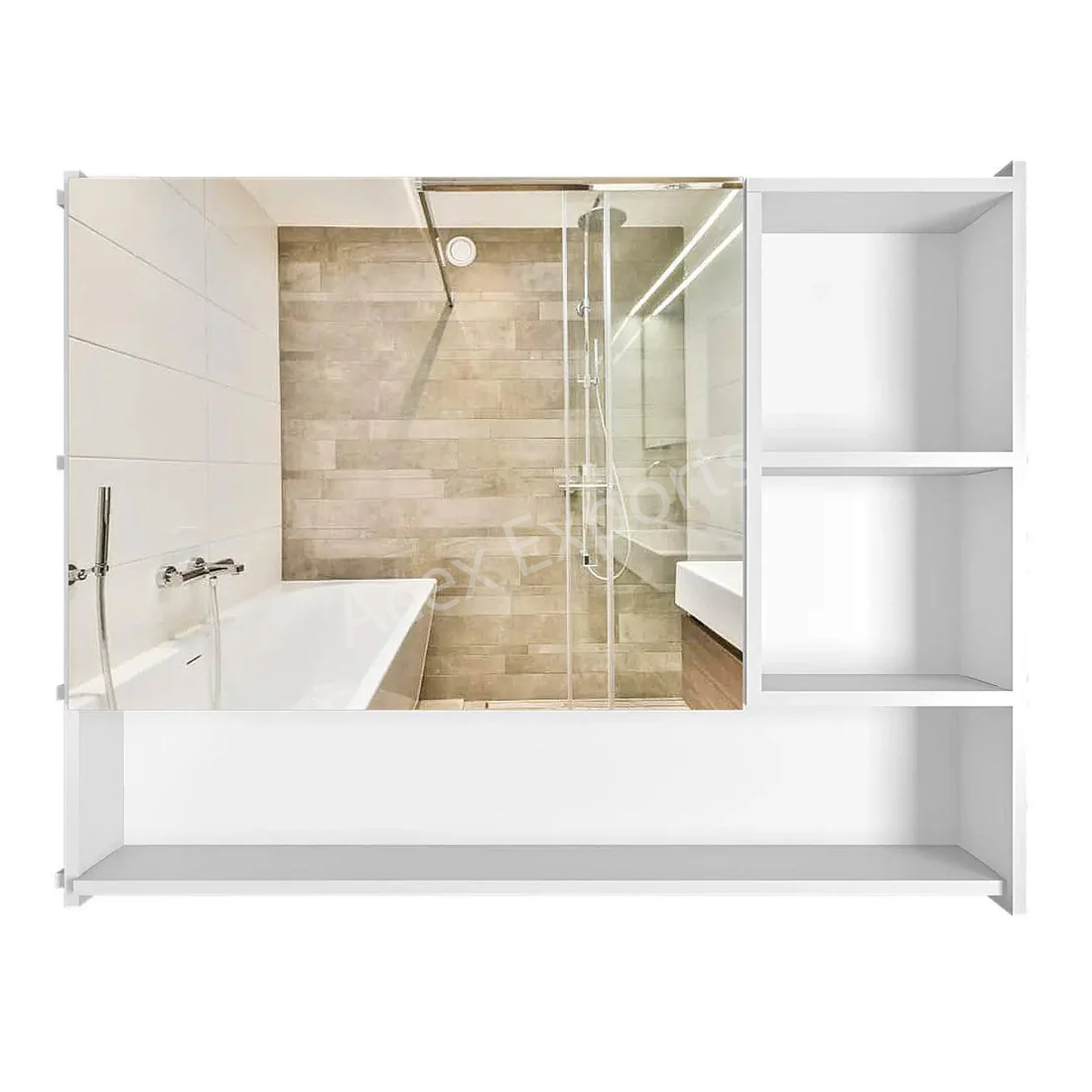 Large Bathroom Mirror Cabinet with 5 Spacious Shelves- White - Image 4