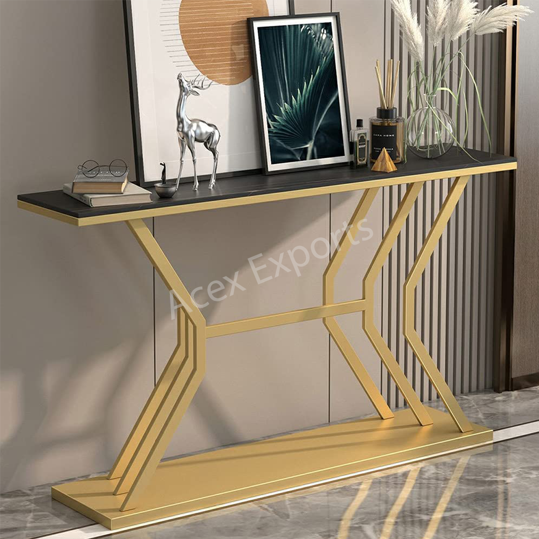 Luxury Black Marble Hallway Console Table