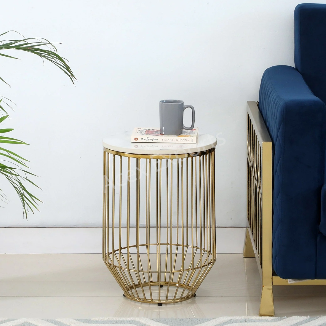 Metal End Table In White Colour