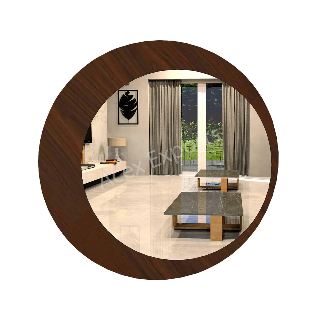 Minimalistic Round Wooden Wall Mirror - Image 3