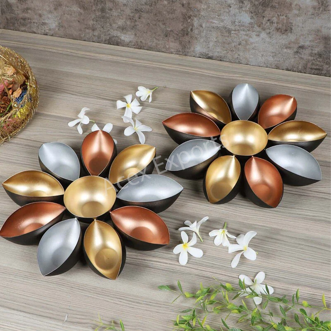 Multicolour Iron Metal Urli Set of 2