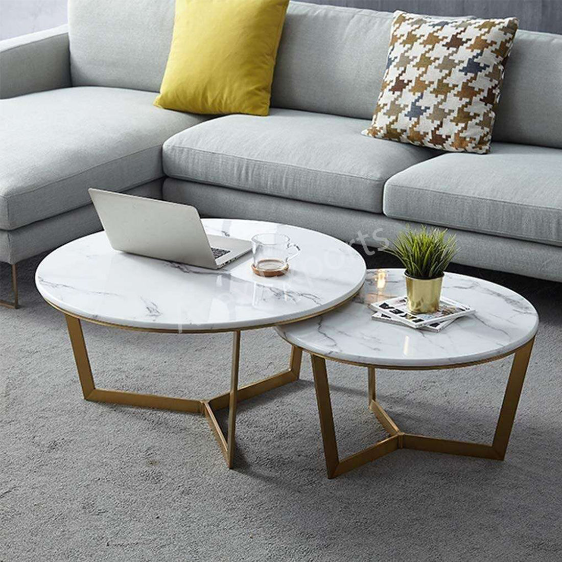 Designer Art Golden Half Caged Coffee Round Side Table