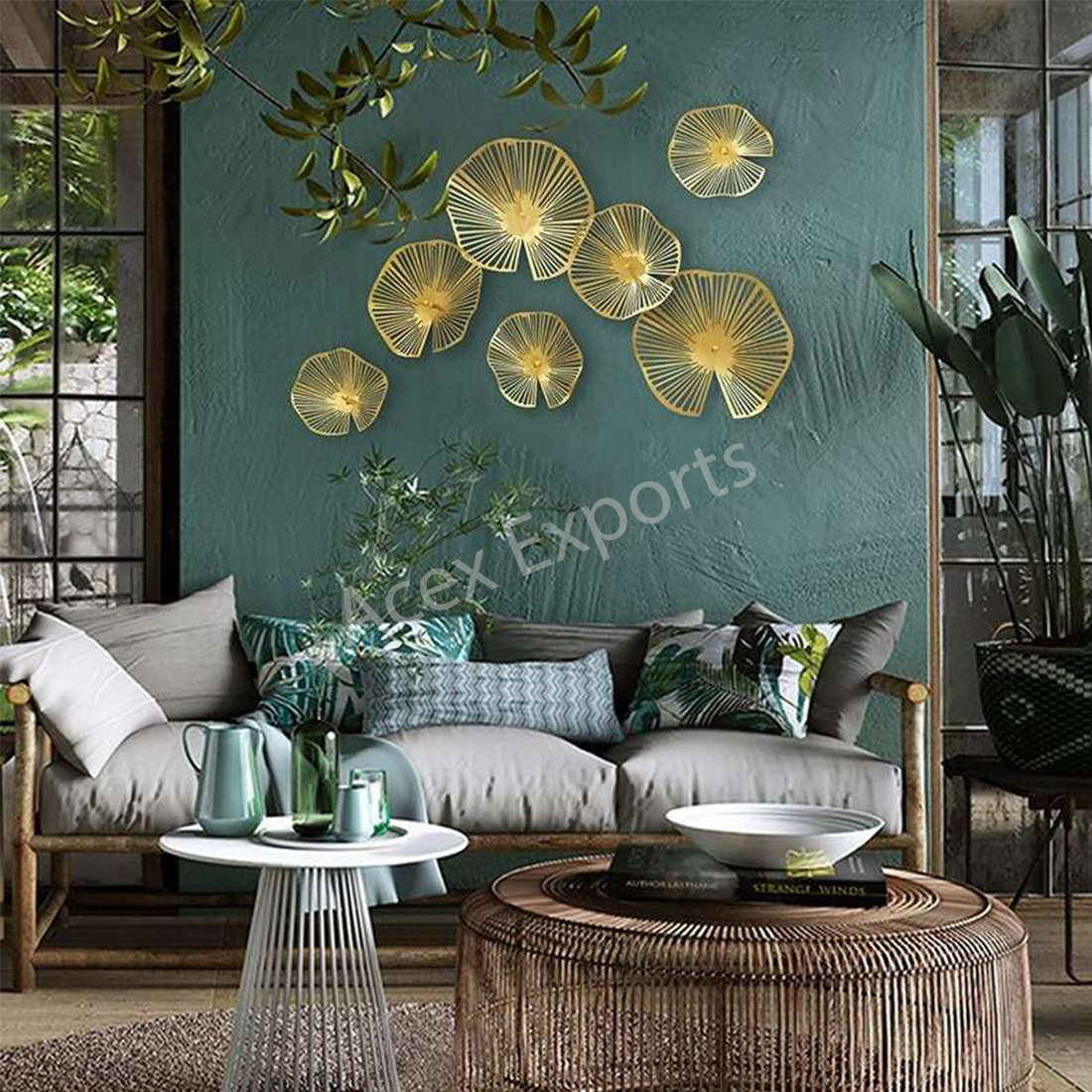 acex-exports-Seven-Pieces-Metal-Lotus-Leaves