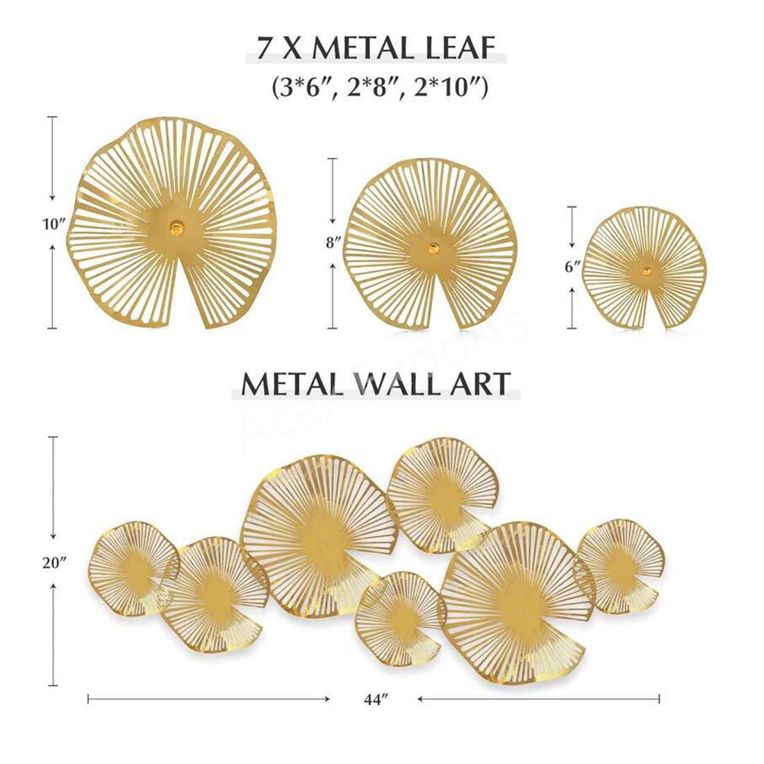 Seven Pieces Metal Lotus Leaves - Image 3