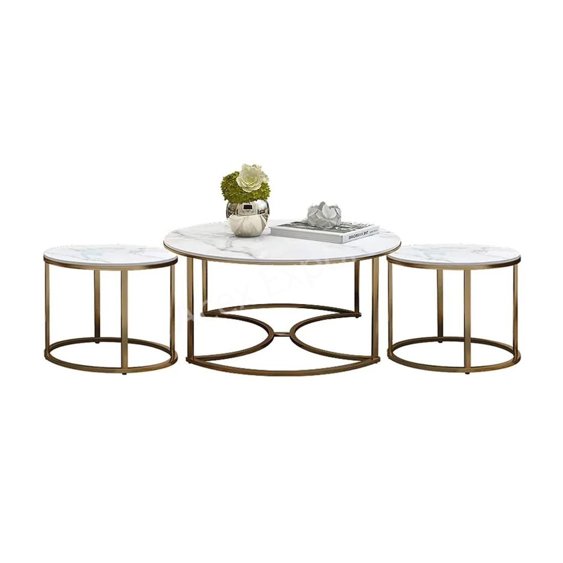 Trio Golden Nesting Tables Set of 3 - Image 4