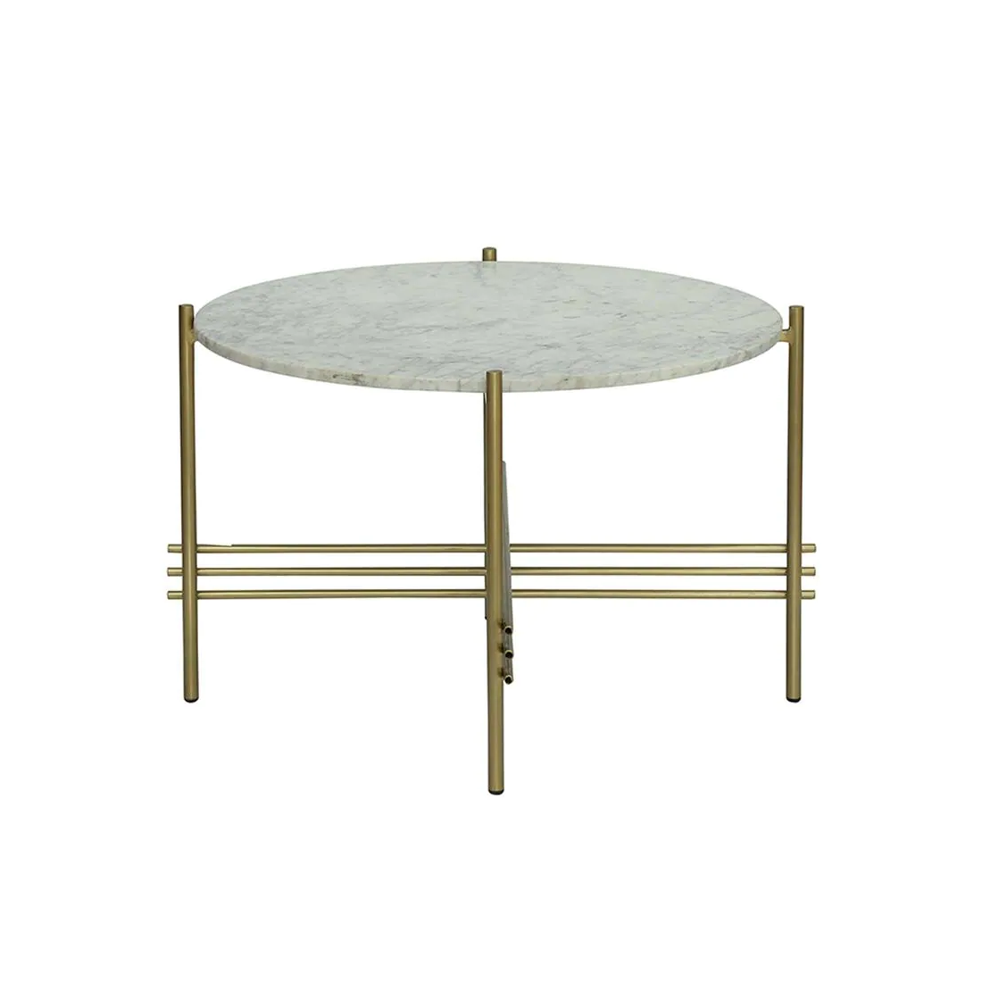 White Marble Round Metallic Stand Coffee Tables - Image 3