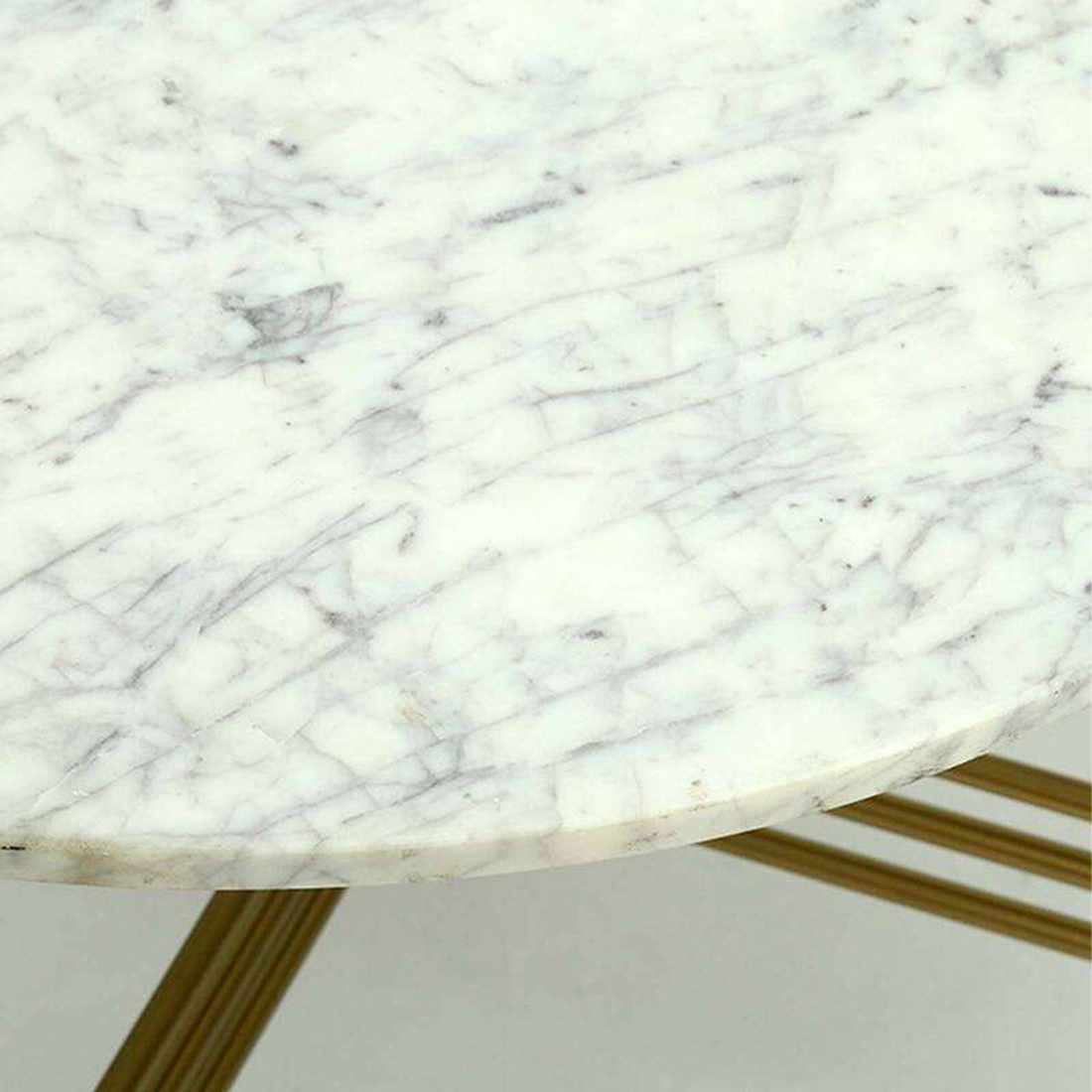 White Marble Round Metallic Stand Coffee Tables - Image 2