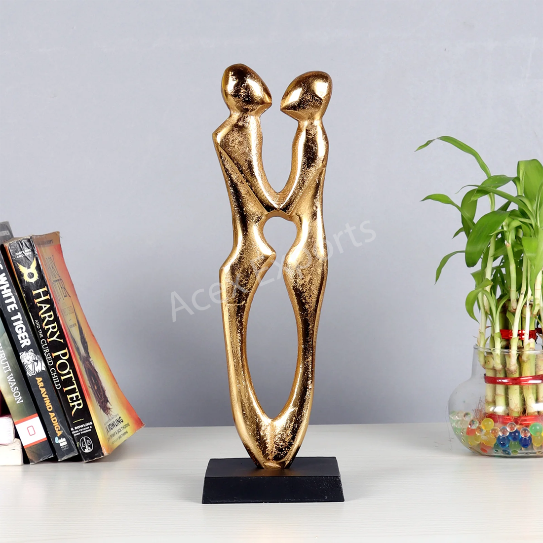 Aluminum Couple in Gold Statue