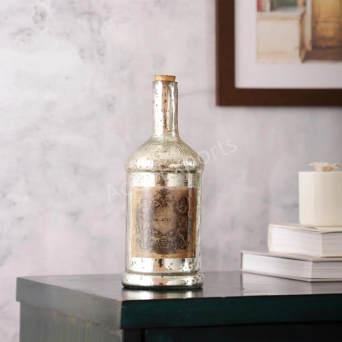 Antique Glass Cylindrical Bottle Decorative