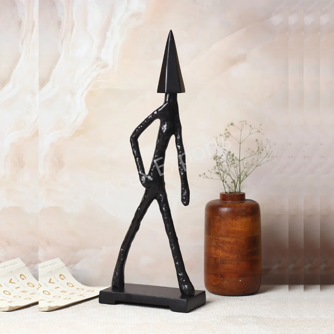 Arrowed Being Sculpture in Black