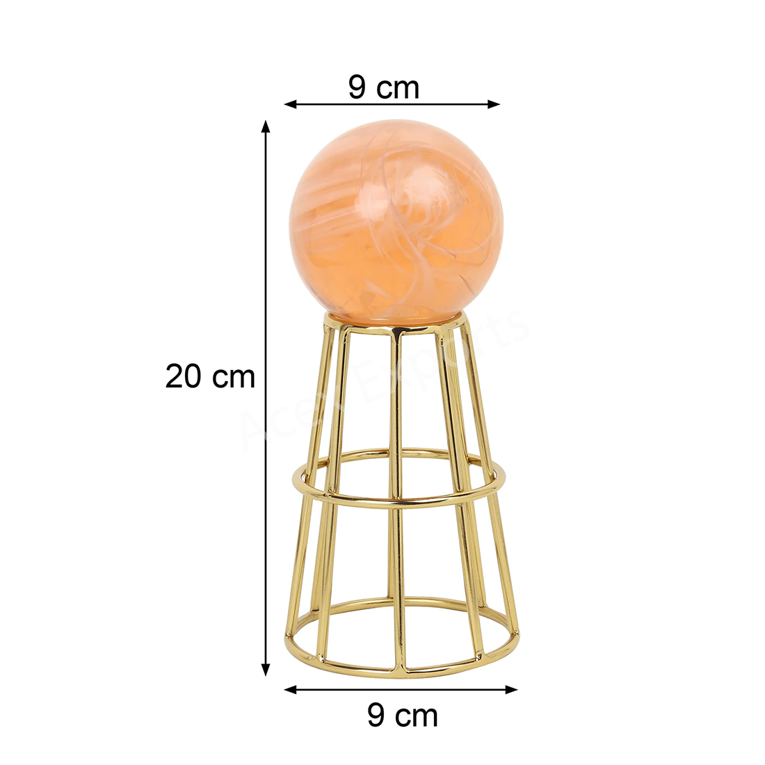 Crystal Orbs Gold Pedestal with Peach Ball - Image 3