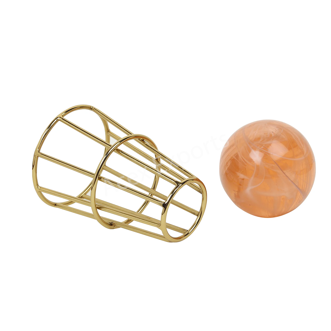 Crystal Orbs Gold Pedestal with Peach Ball - Image 2