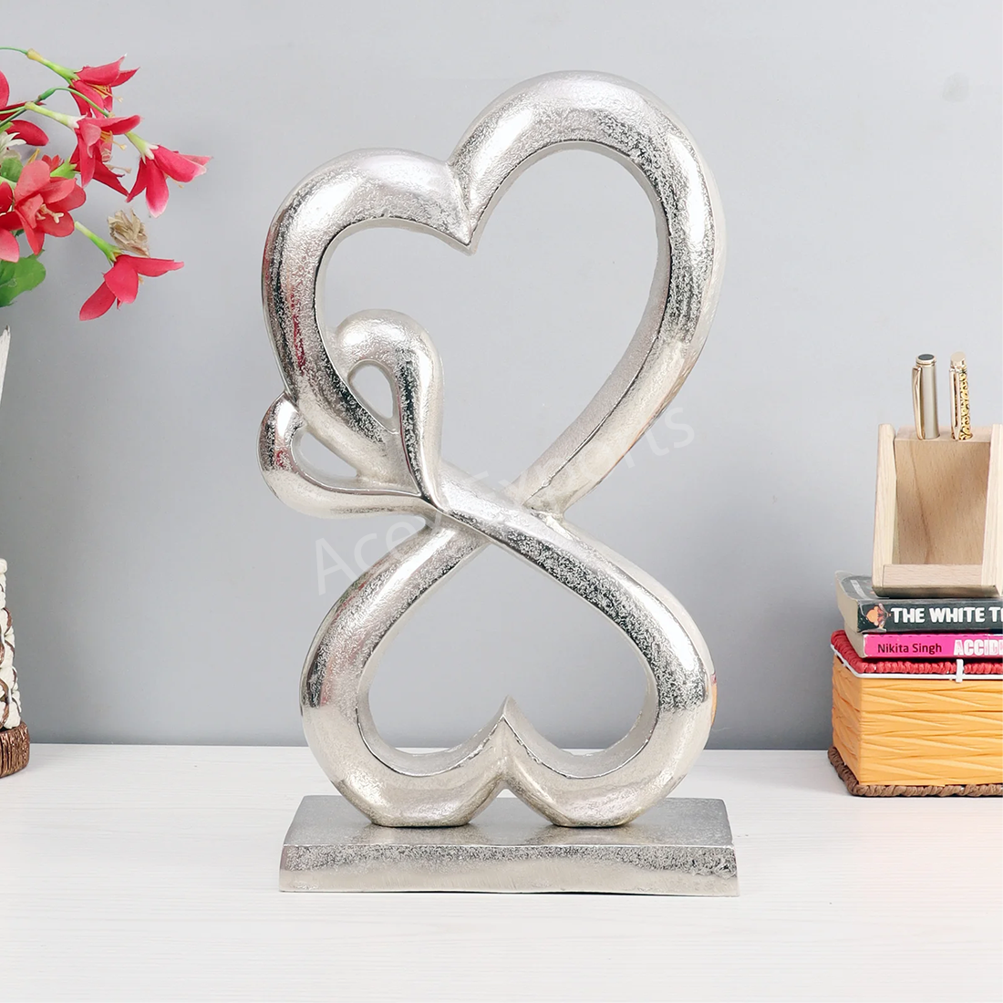 Family Heart Silver Sculpture Large