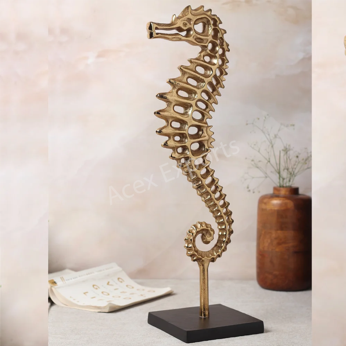 Regal Seahorse Sculpture Gold
