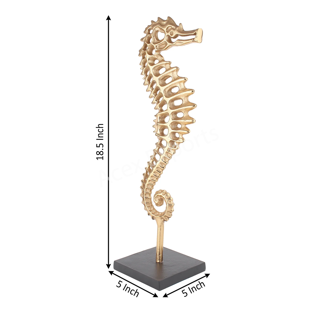 Regal Seahorse Sculpture Gold - Image 2