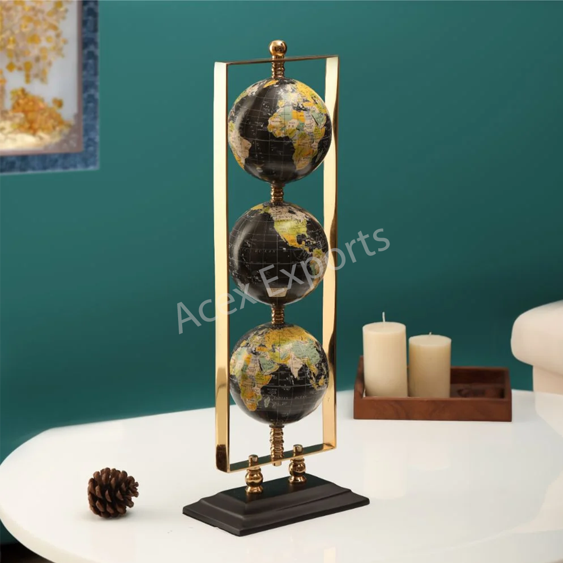 Vertical Triple Golden Globe stand