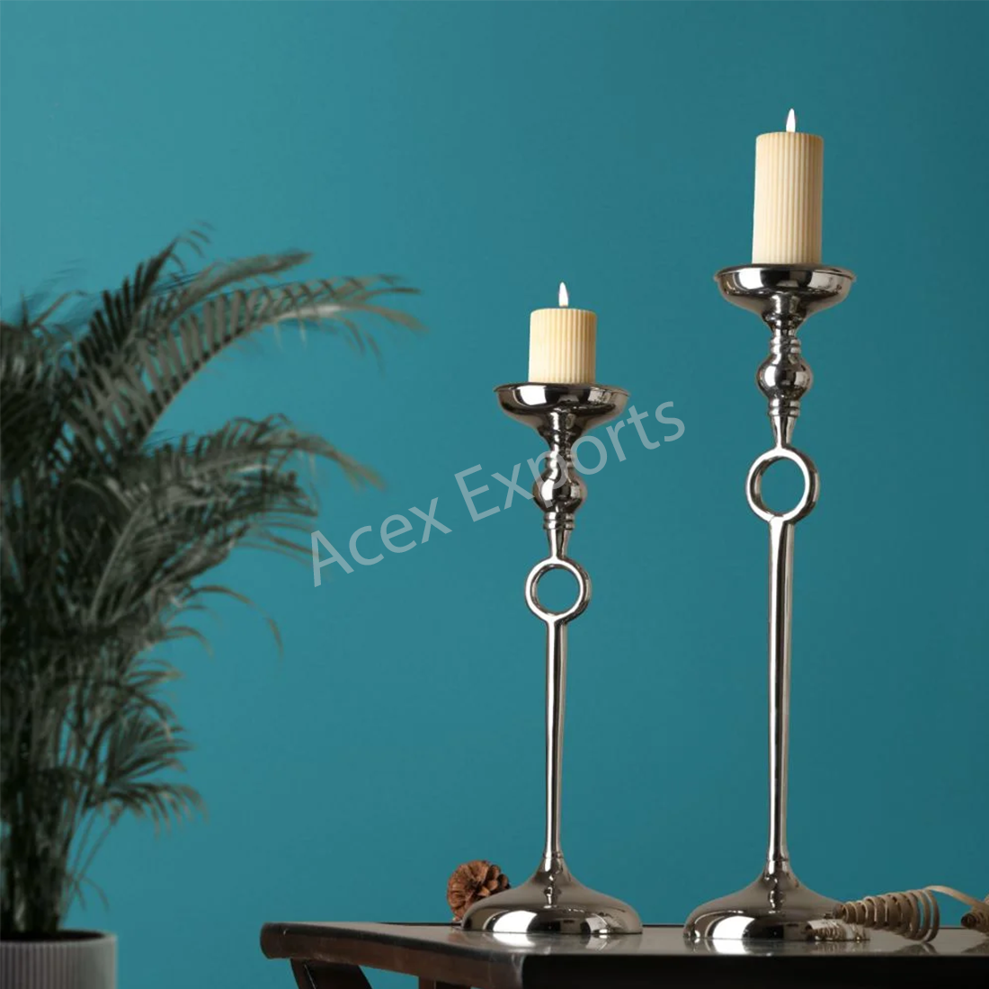 Ajna Set of 2 Silver Pillar Holder