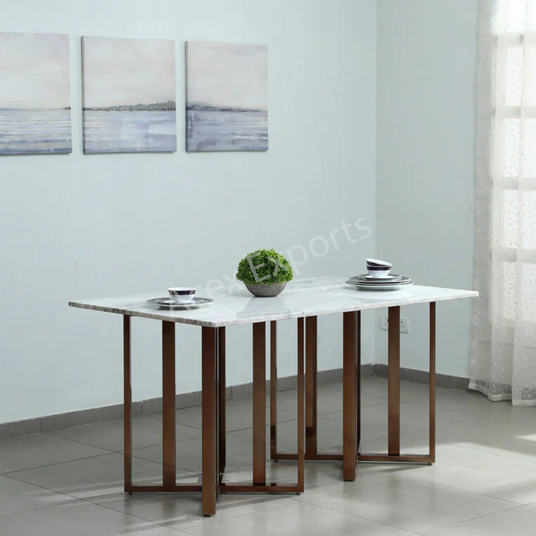 acex-exports-Constellation-Metal-Dining-Table-With-Marble-Top