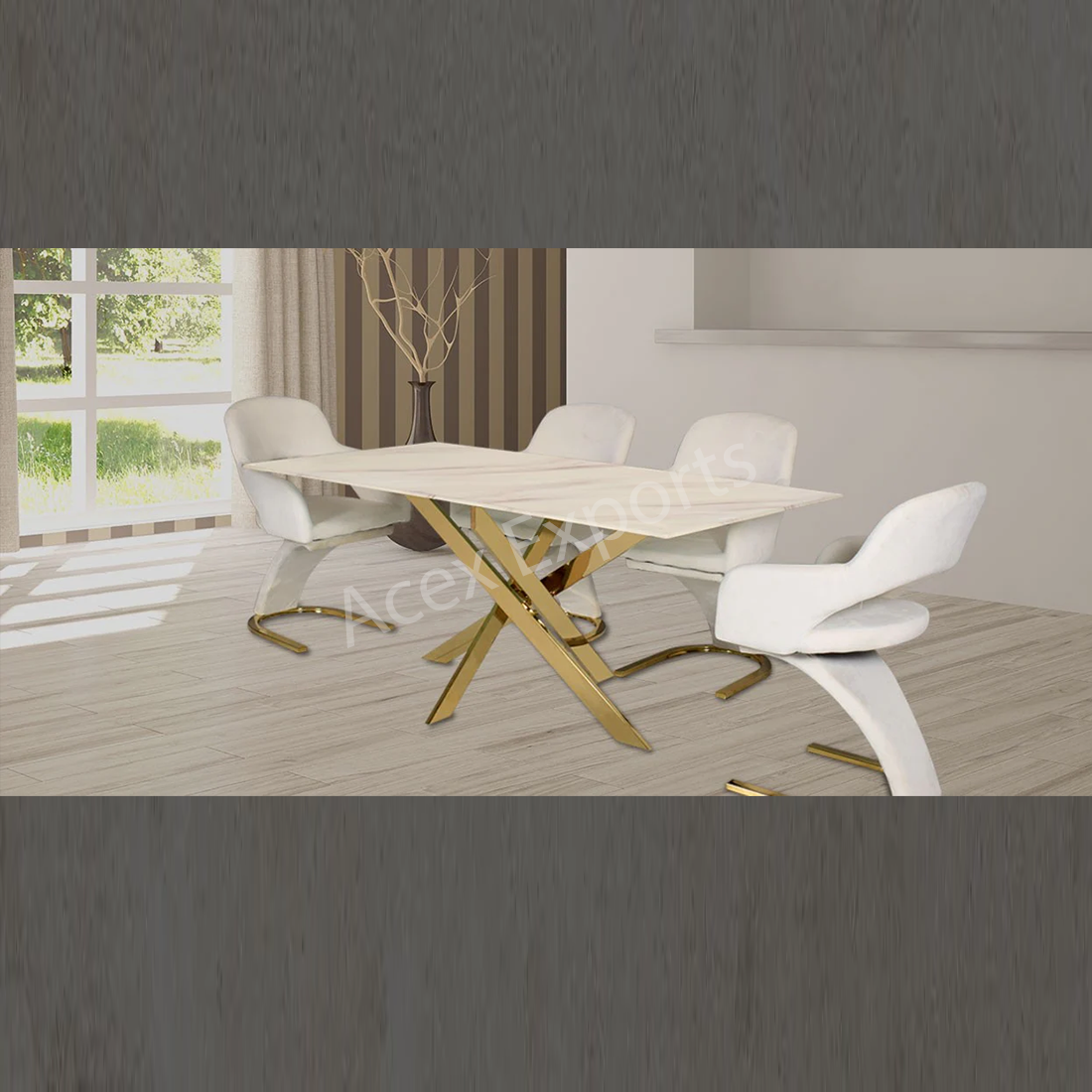 Embolden Metal Dining Table set with 6 chairs