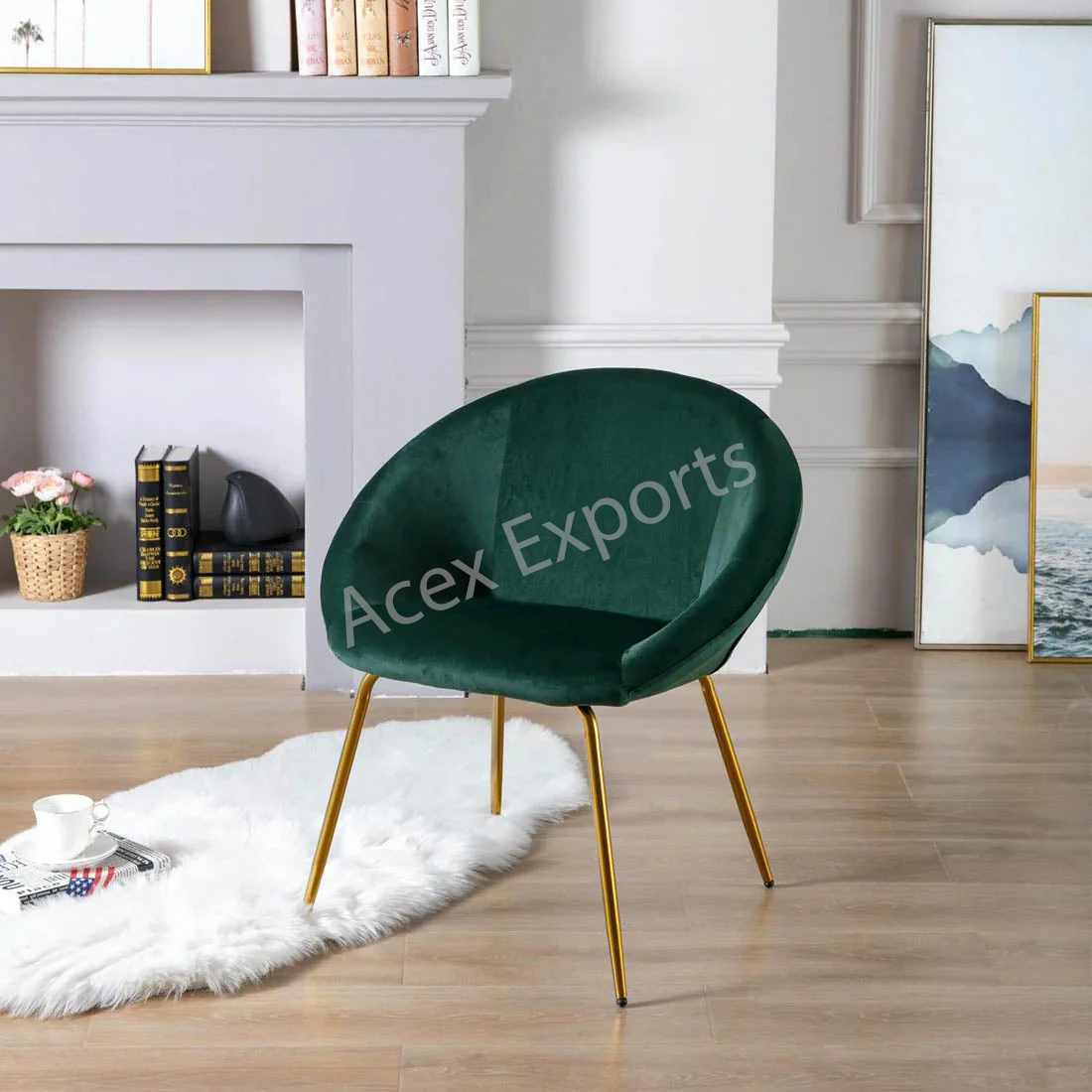 Forest Green Velvet Chair - Image 2