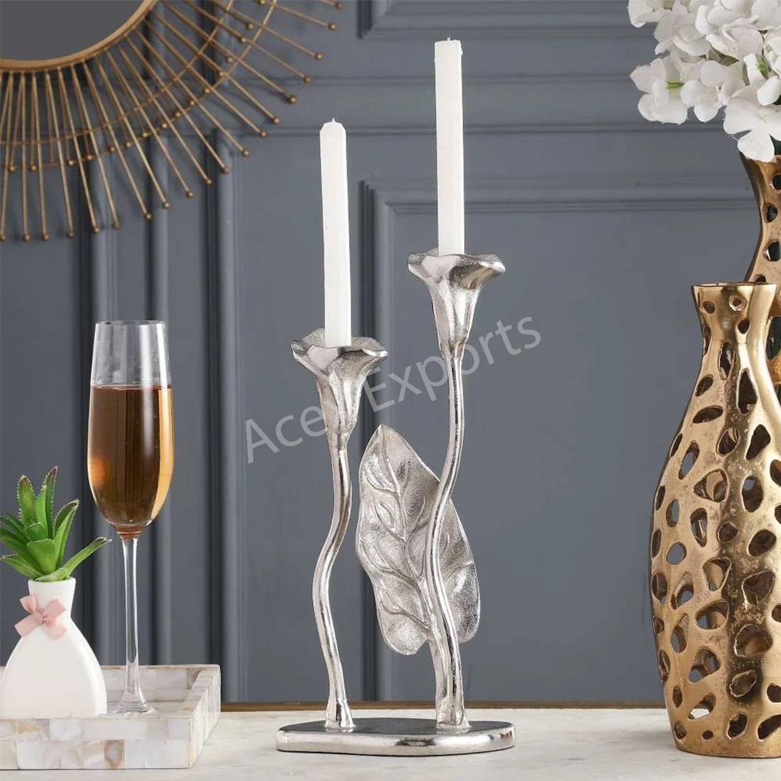 Jules Double Candle Holder Silver