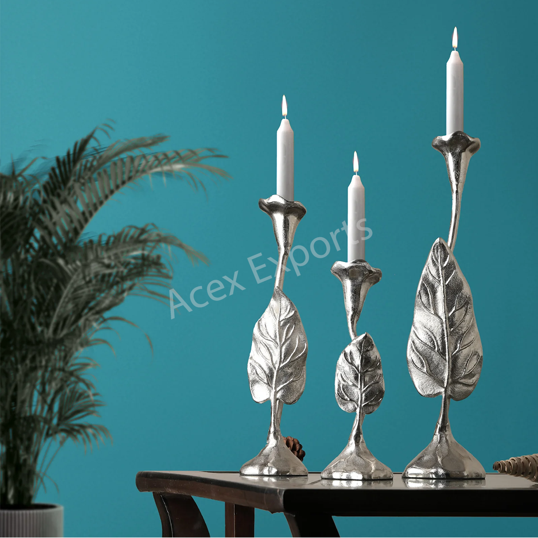 Jules Set of 3 Silver Candle Holders