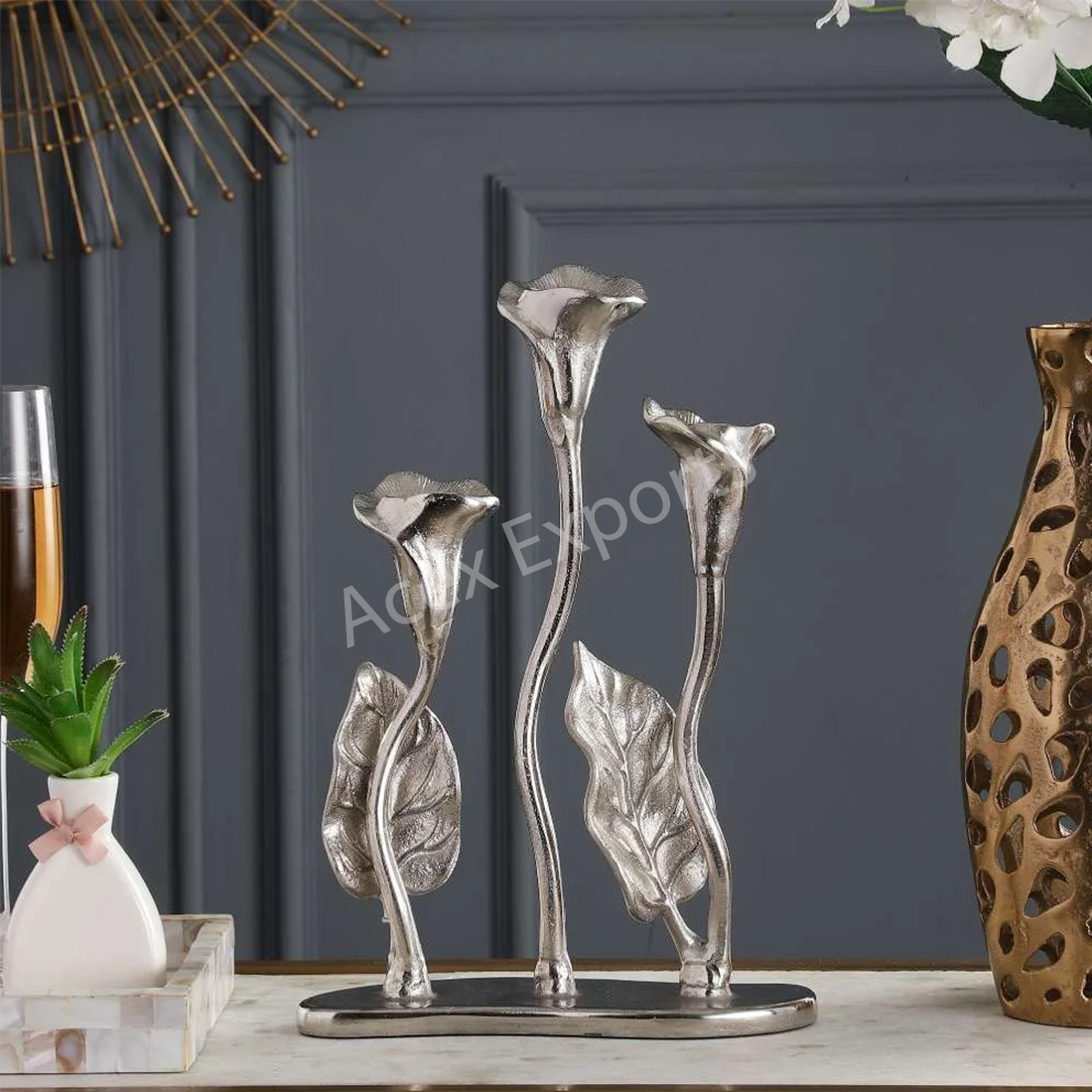 Jules Triple Candle Holder Silver